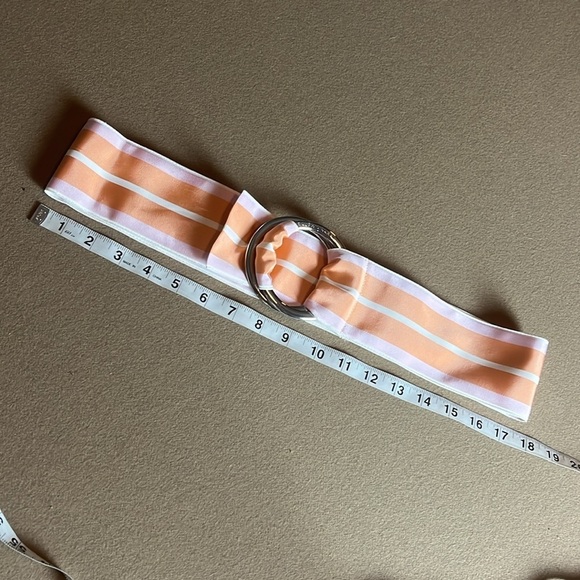 RALPH LAUREN 3” Wide Striped Ribbon Belt - Pastel Orange & Pink - XS to Med